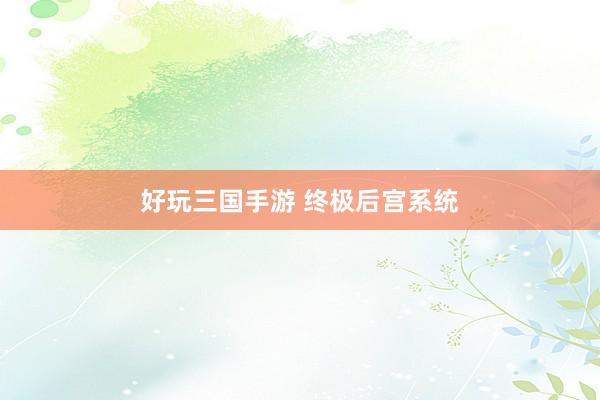 好玩三国手游 终极后宫系统